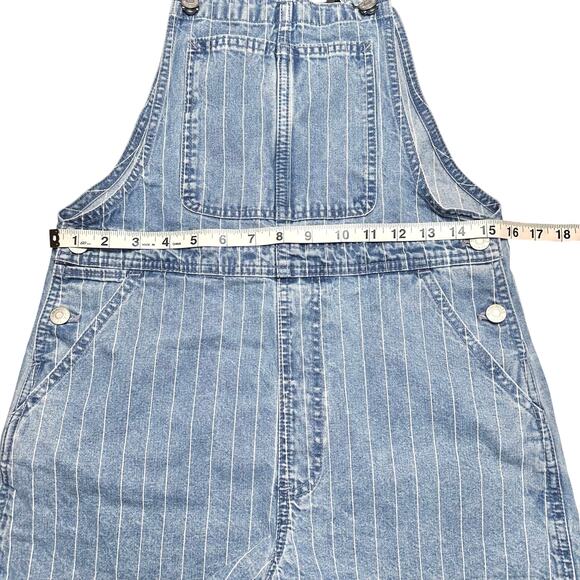 Madewell | Women | Pinyon Pinstripe Denim Short Overall Shortalls | Size XS - Picture 5 of 12